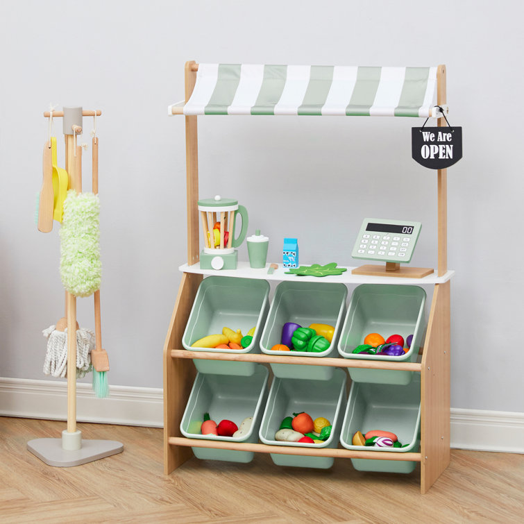 Teamson Kids Little Helper Market Play Stand Olive Green